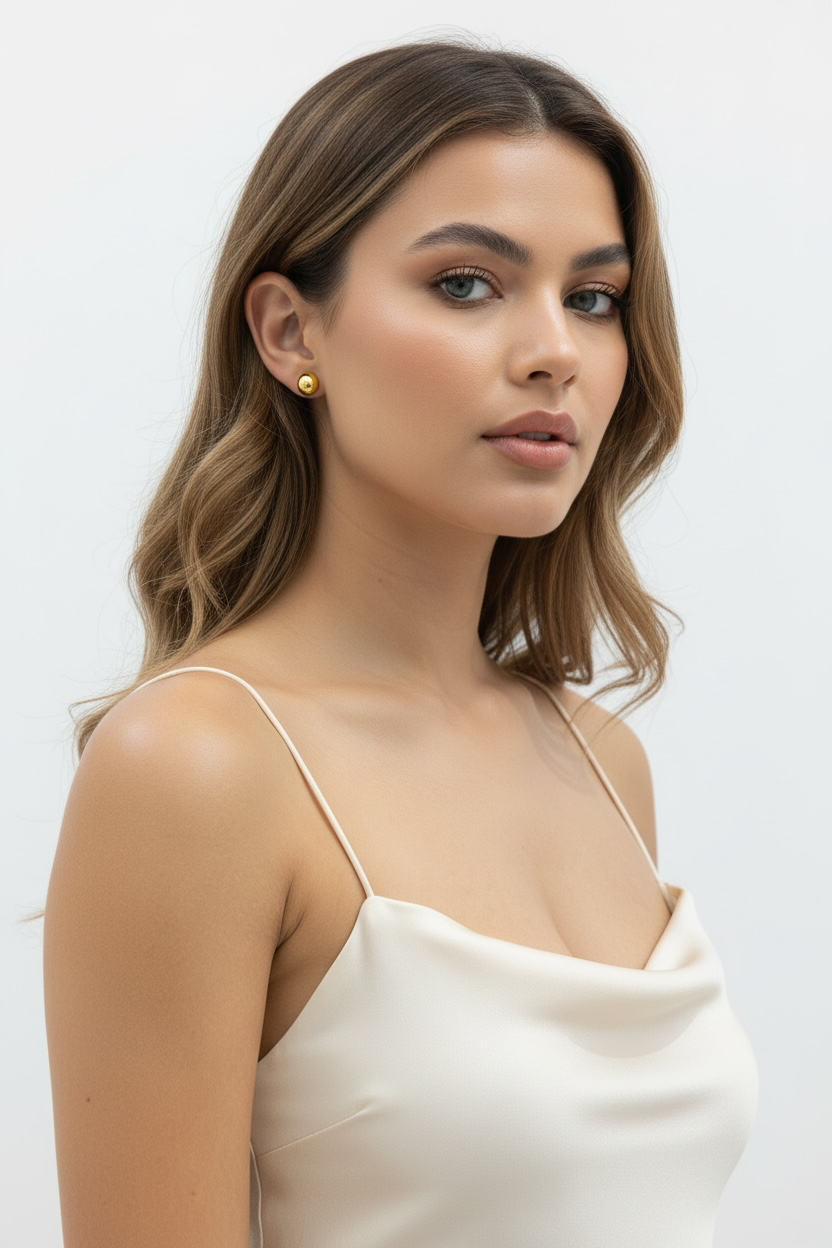 14K Yellow Gold Polished Ball Studs