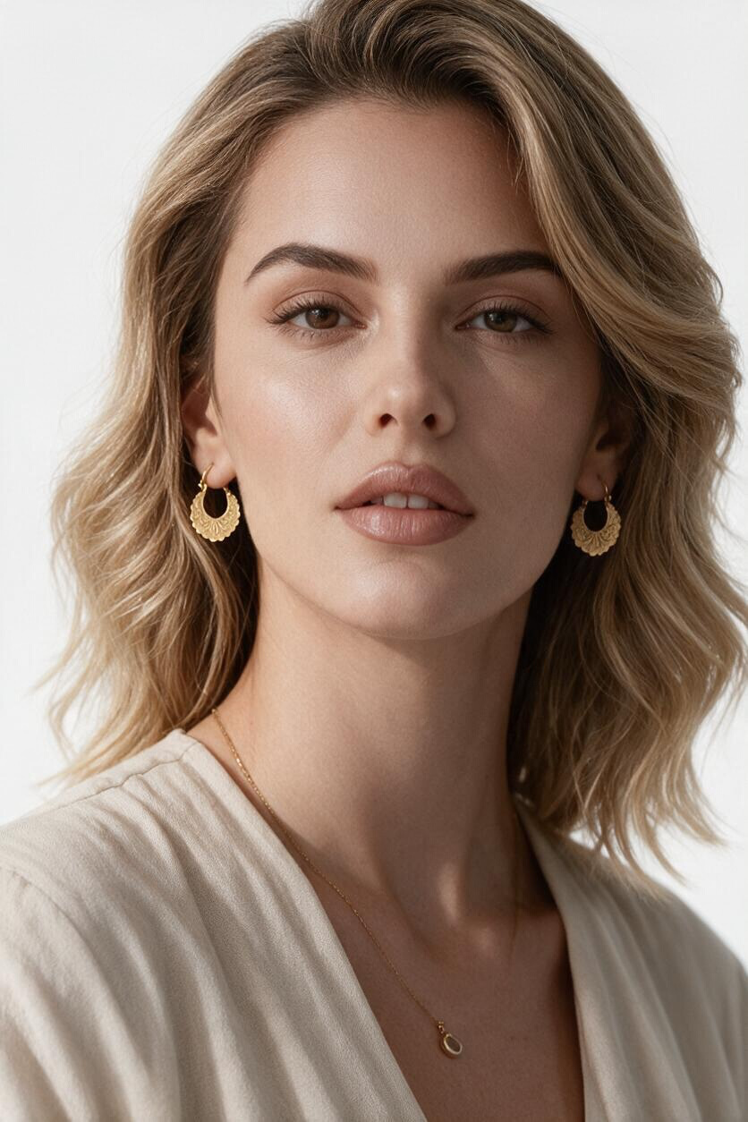 14K Real Gold Handmade Cuban Hoop Earrings small size