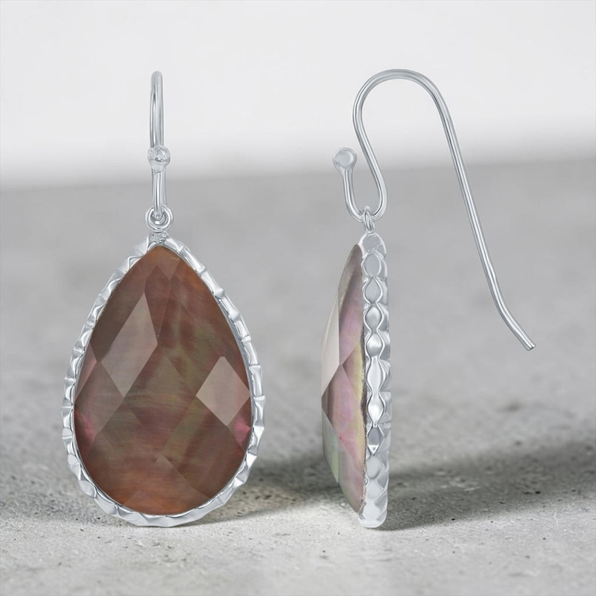 Sterling Silver Teardrop Abalone MOP Doublet Earrings