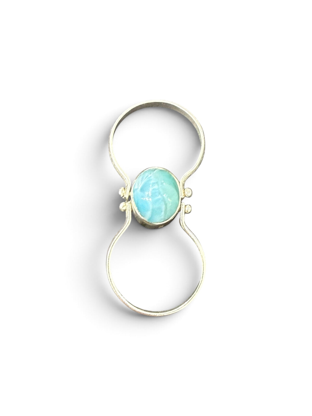 REVERSIBLE CARRIBEAAN LARIMAR AND PINK CONCH RING
