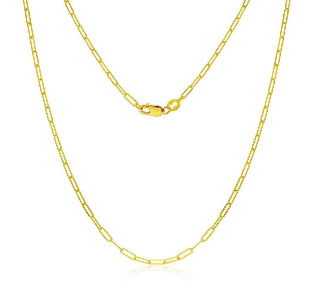 14K Yellow, Gold Filled (14/20 GF) 2mm Paperclip Chain