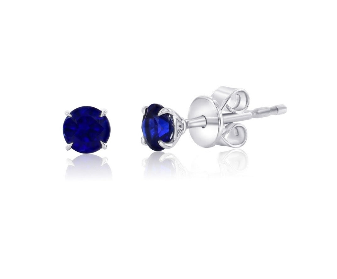 Sterling Silver, 4mm Round Lab-Grown gem stones  Studs