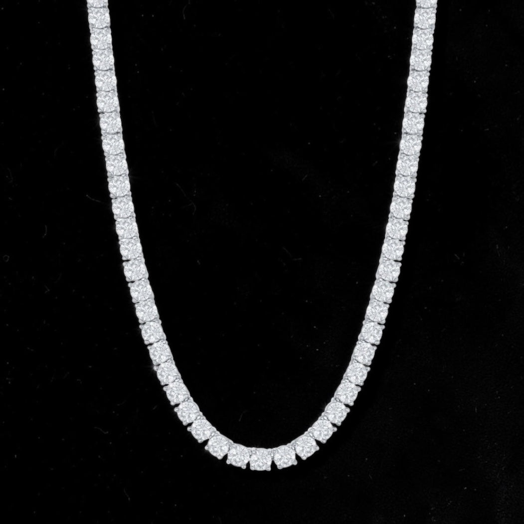 Sterling Silver, 4mm Round Crystalline  Tennis Necklace