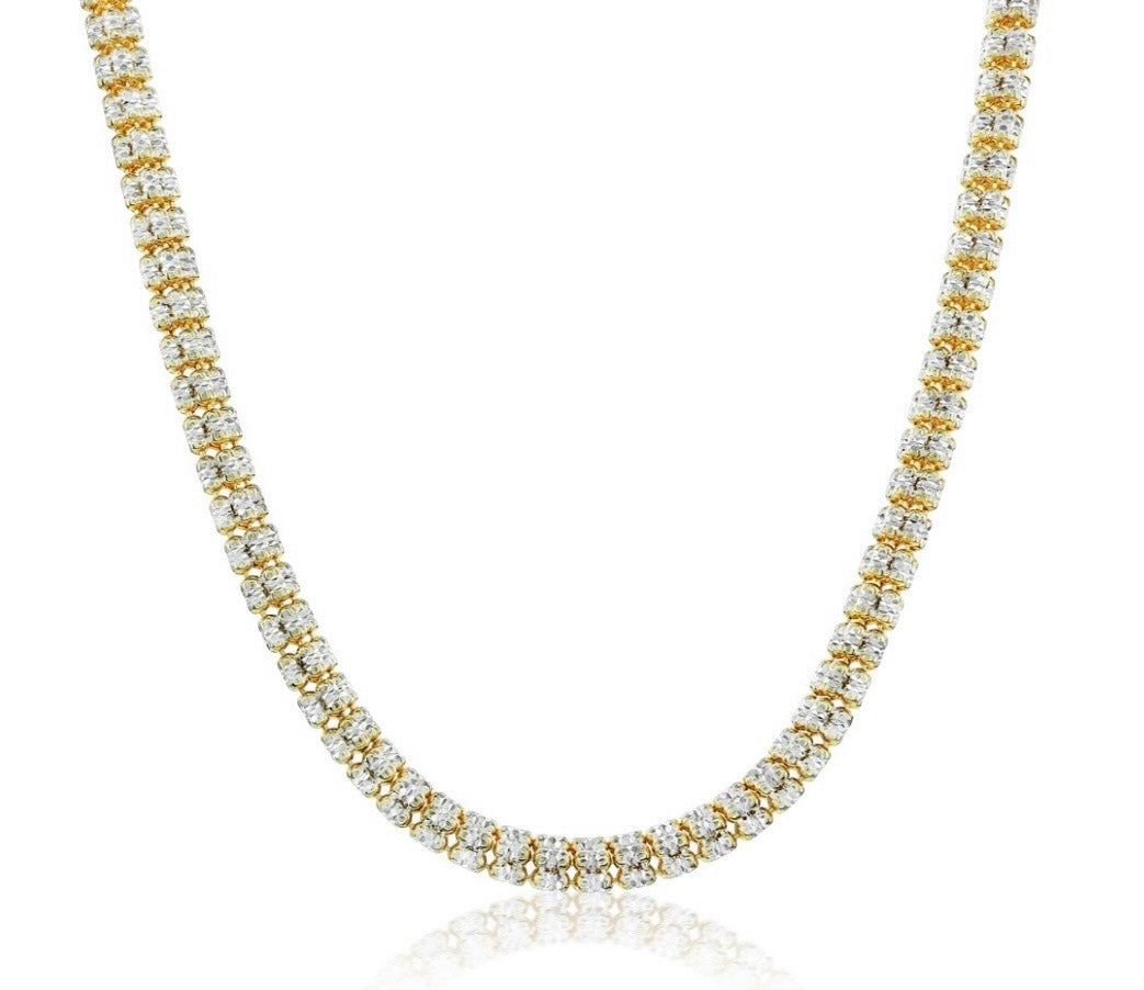 Sterling Silver, 5mm Ice Chain - Two-Tone unisex