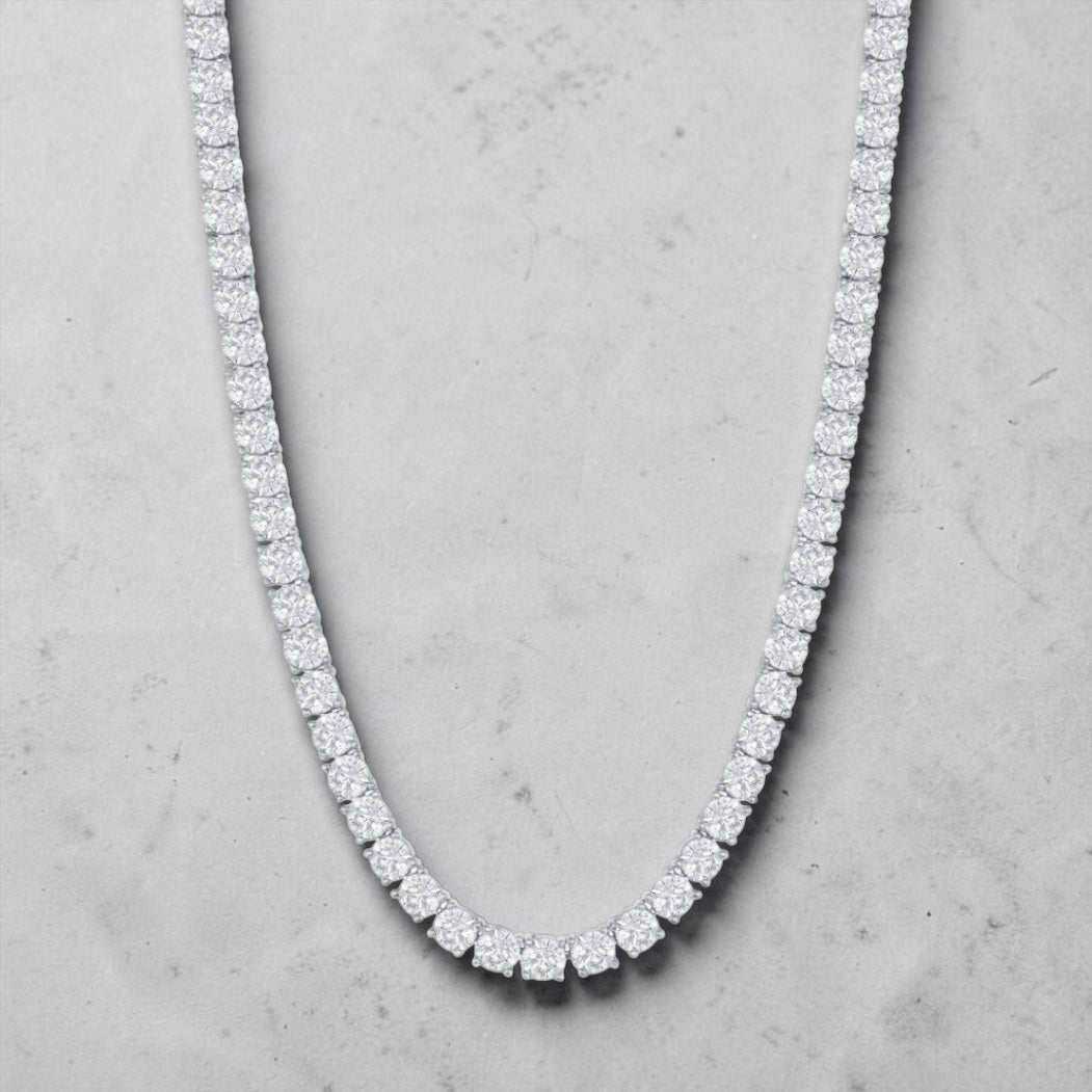 Sterling Silver, 4mm Round Crystalline  Tennis Necklace