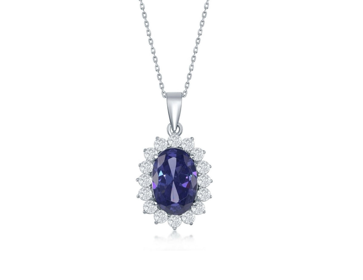 925 Sterling Silver Royal Oval Tanzanite in Crystal setting