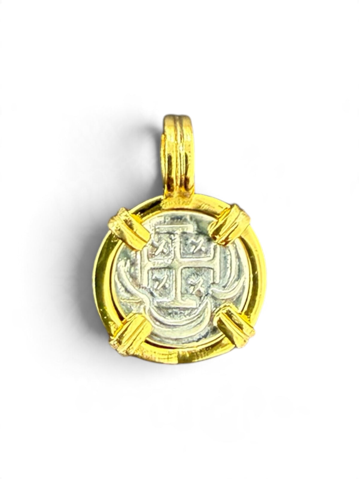 Replica of Atocha Shipwreck Coin Pendant 925 Sterling Silver Two Tone