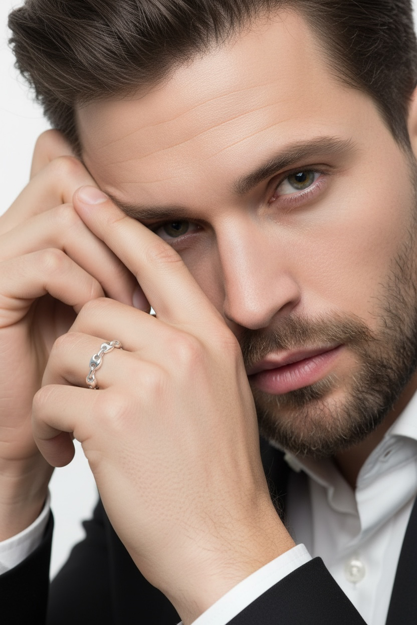 Sterling Silver, Linked Marina Band Ring