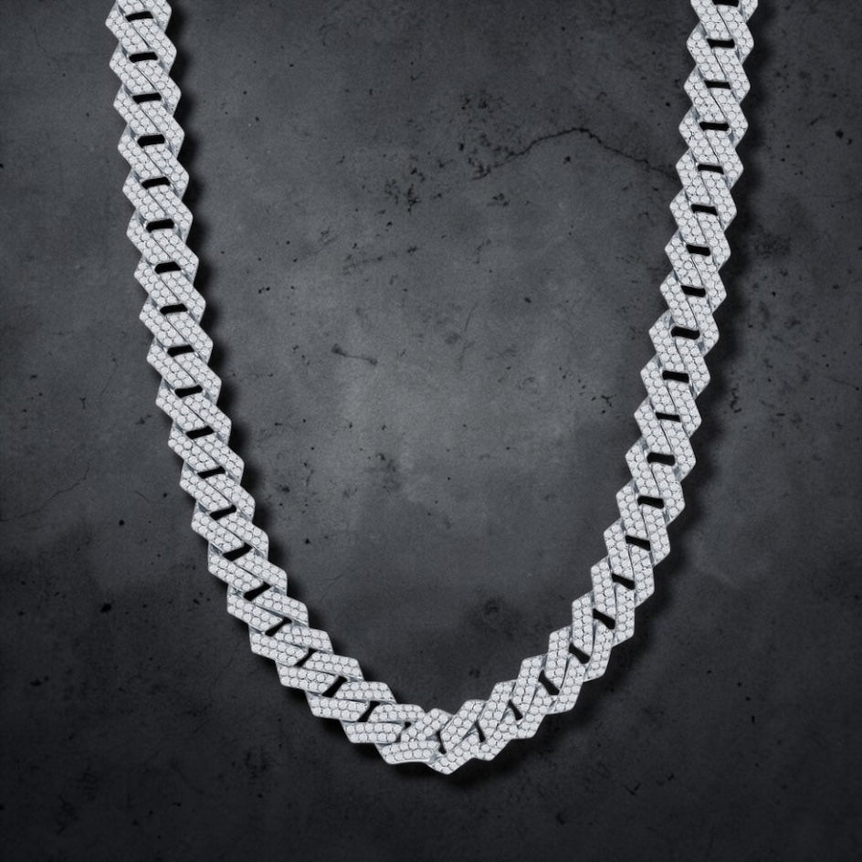 Sterling Silver, 8mm Monaco, 13.88cttw Moissanite Necklace
