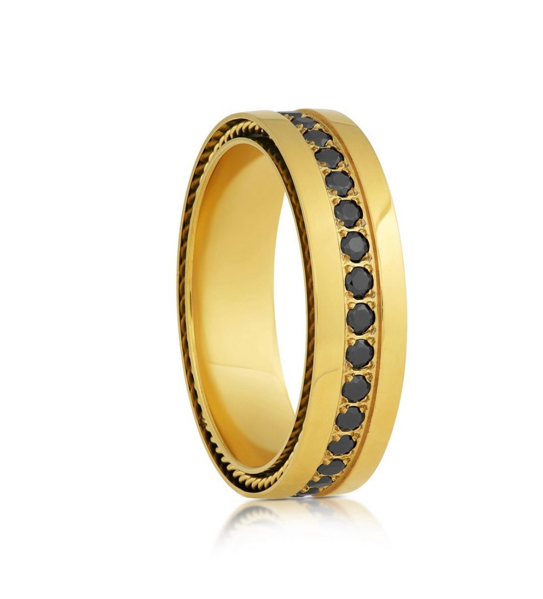 Stainless Steel, Black Crystal Ring MEN'S COLLECTION