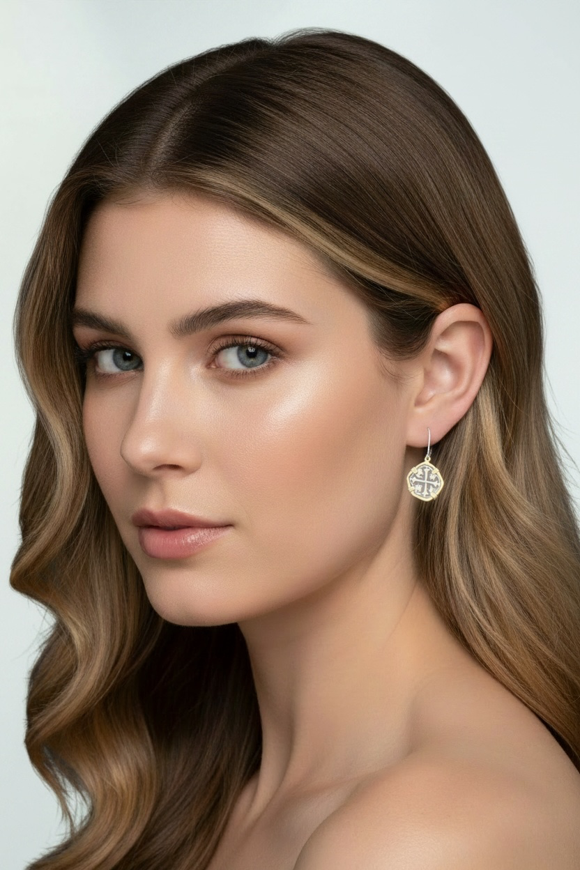 Replica Shipwreck Coin Earring 925 silver and 14k real gold