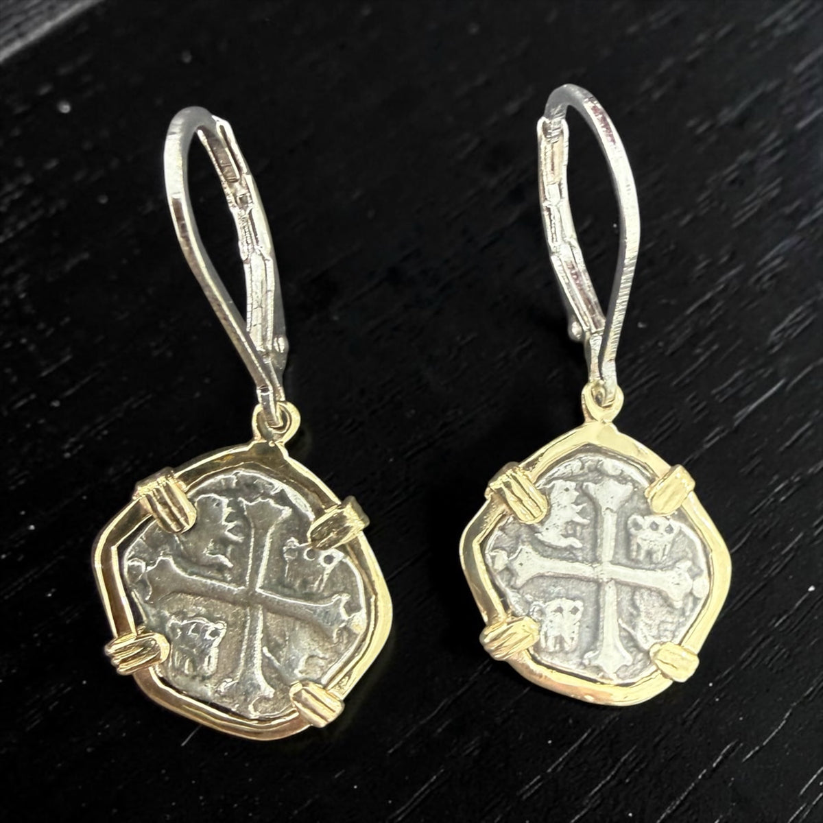 Replica Shipwreck Coin Earring 925 silver and 14k real gold
