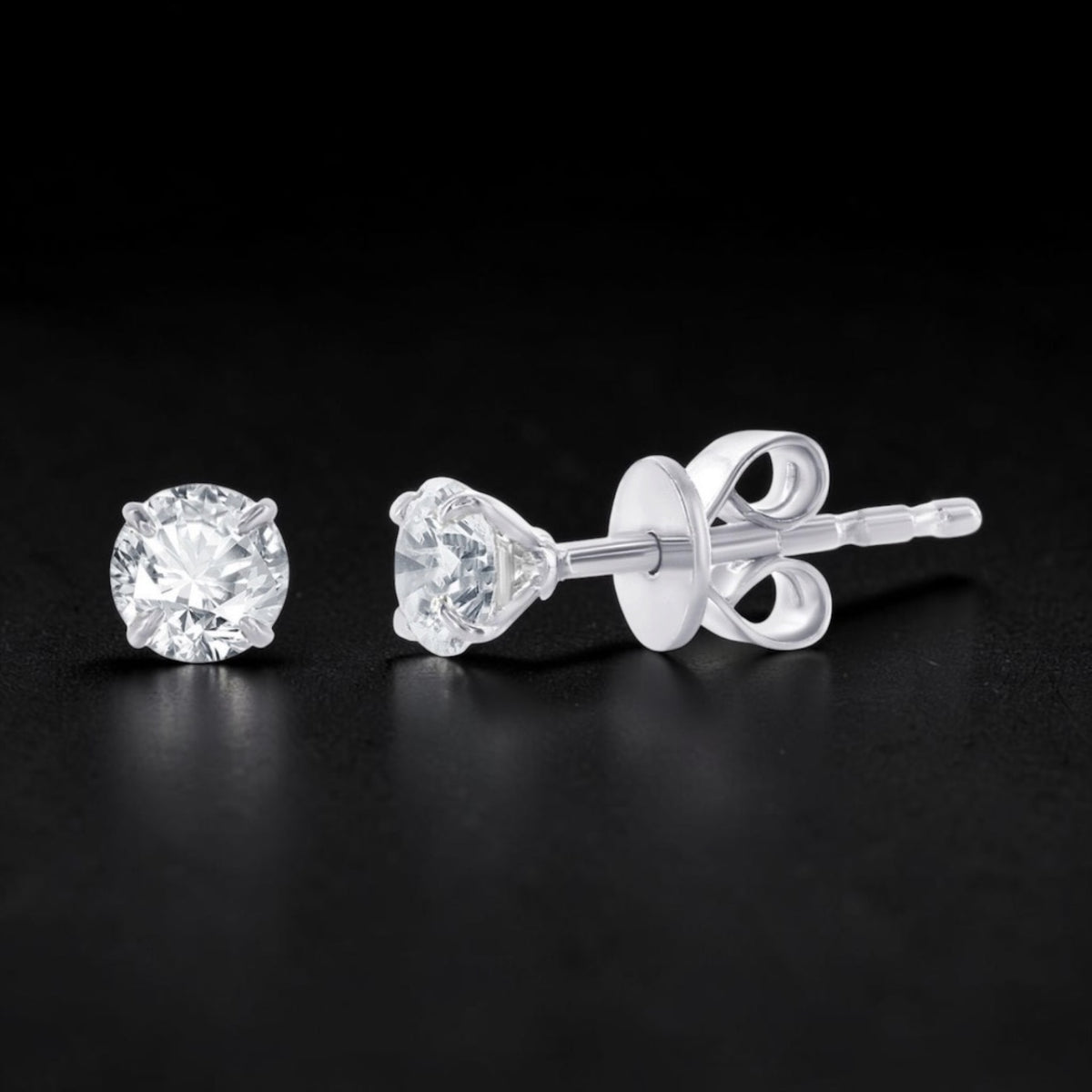 Sterling Silver, 4mm Round Lab-Grown Diamond Studs