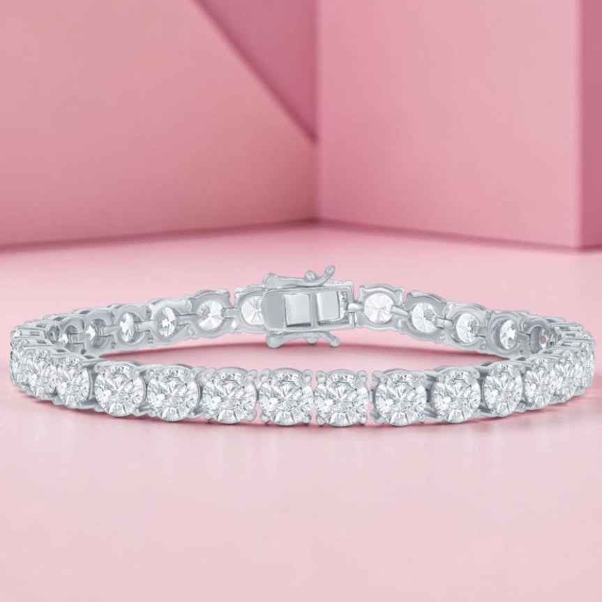 Sterling Silver 5mm Round 15.63ctw Moissanite Tennis Bracelet 7 inches