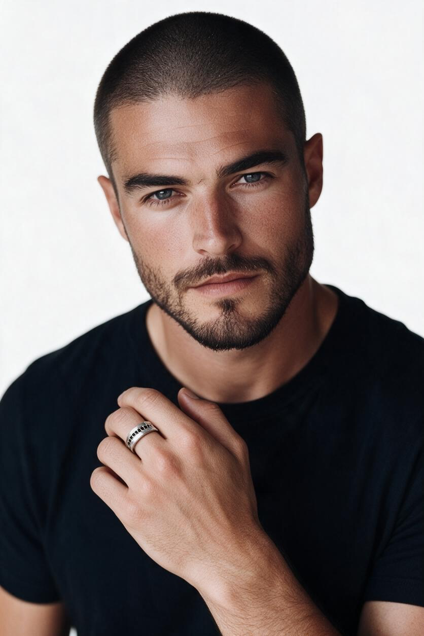 Stainless Steel, Black Crystal Ring MEN'S COLLECTION