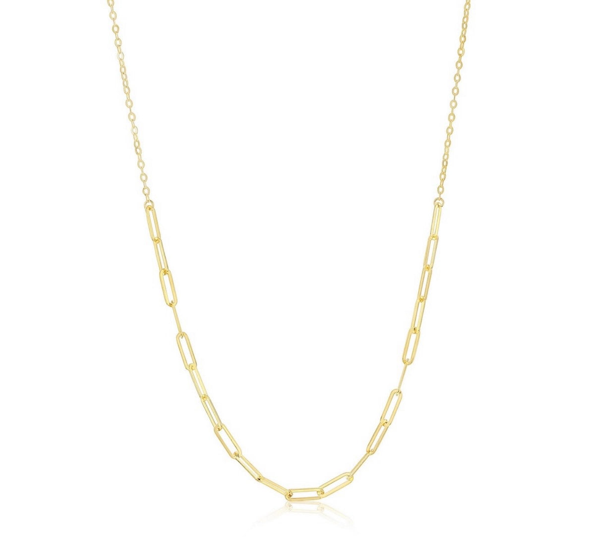 14K Real Gold, Paperclip Necklace