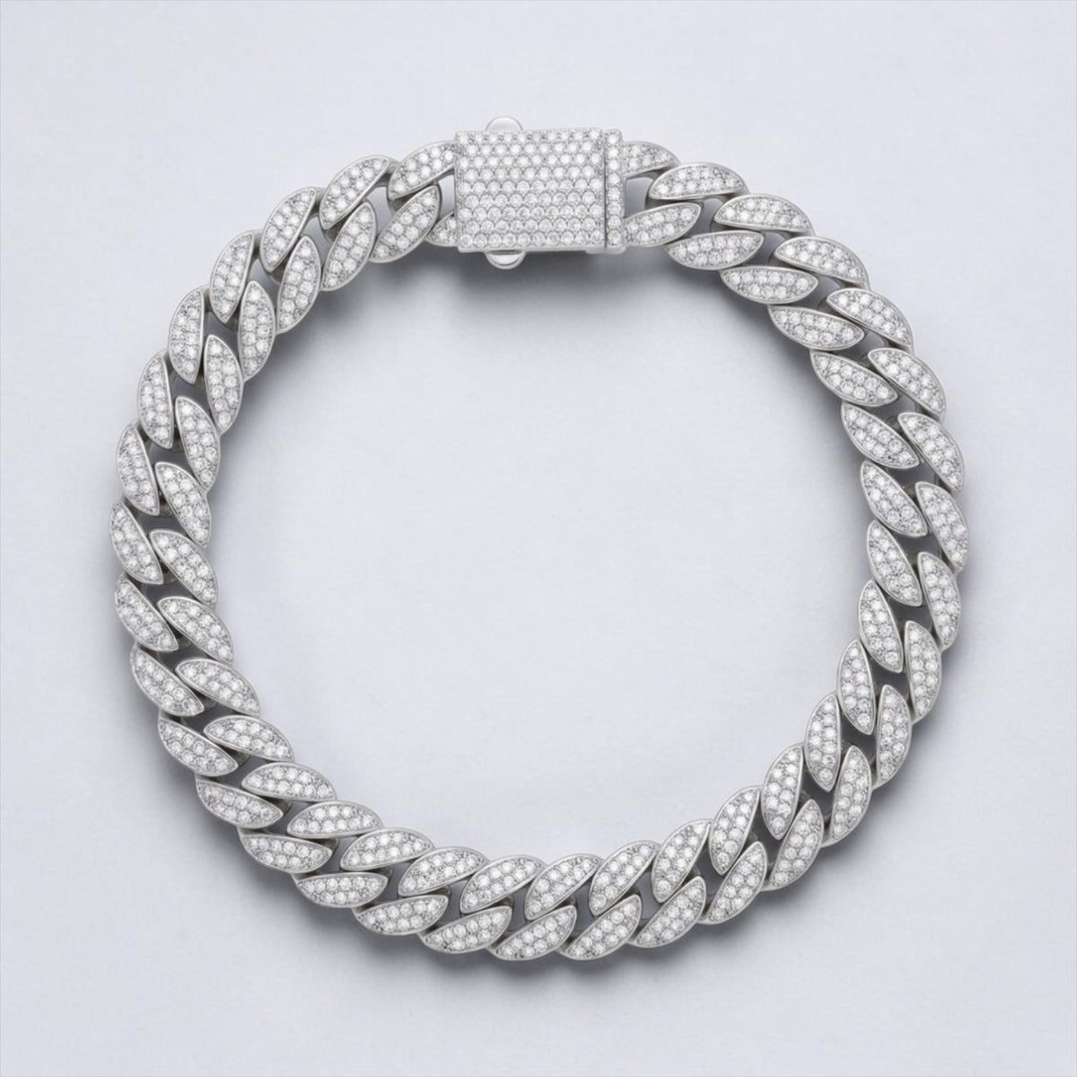 Sterling Silver 10mm Heavy Curb Bracelet 3.80cttw Moissanite