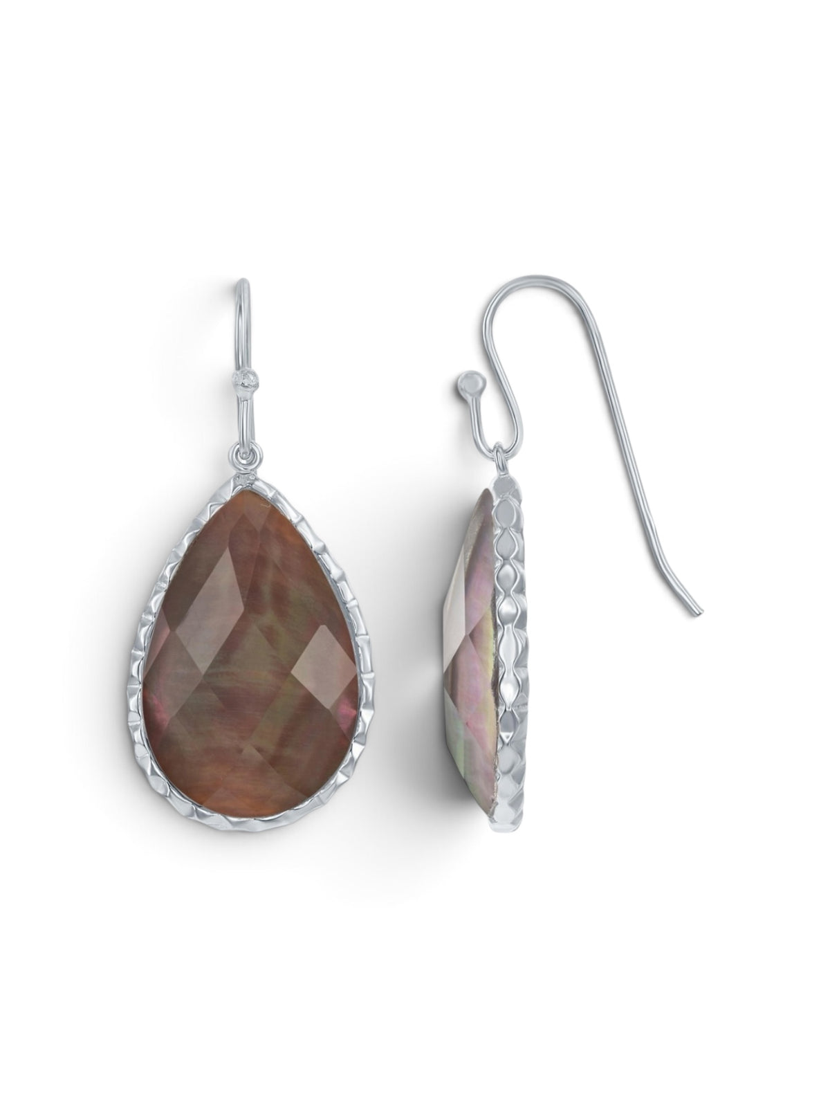 Sterling Silver Teardrop Abalone MOP Doublet Earrings