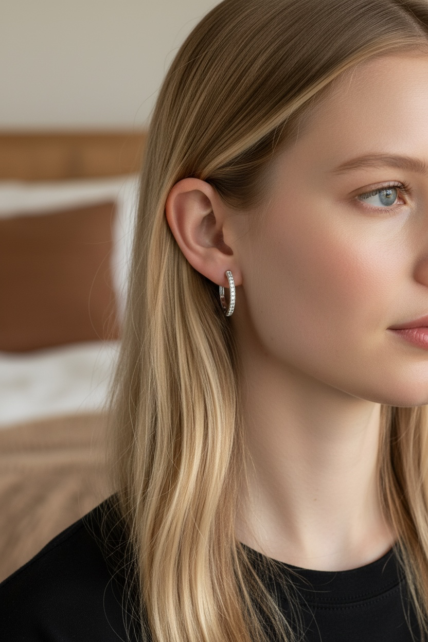 Sterling Silver 0.79cttw Lab-grown Diamond Hoop Earrings