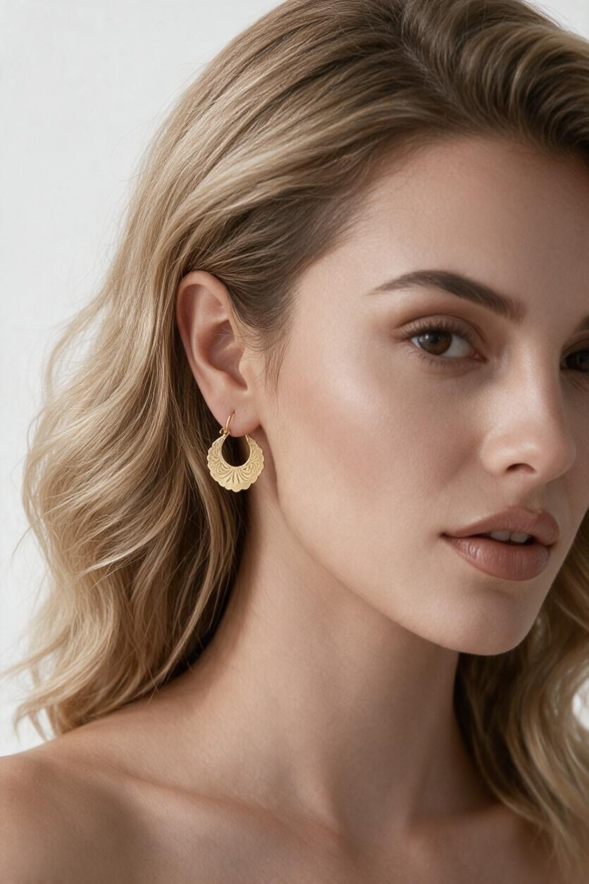 14K Real Gold Handmade Cuban Hoop Earrings small size