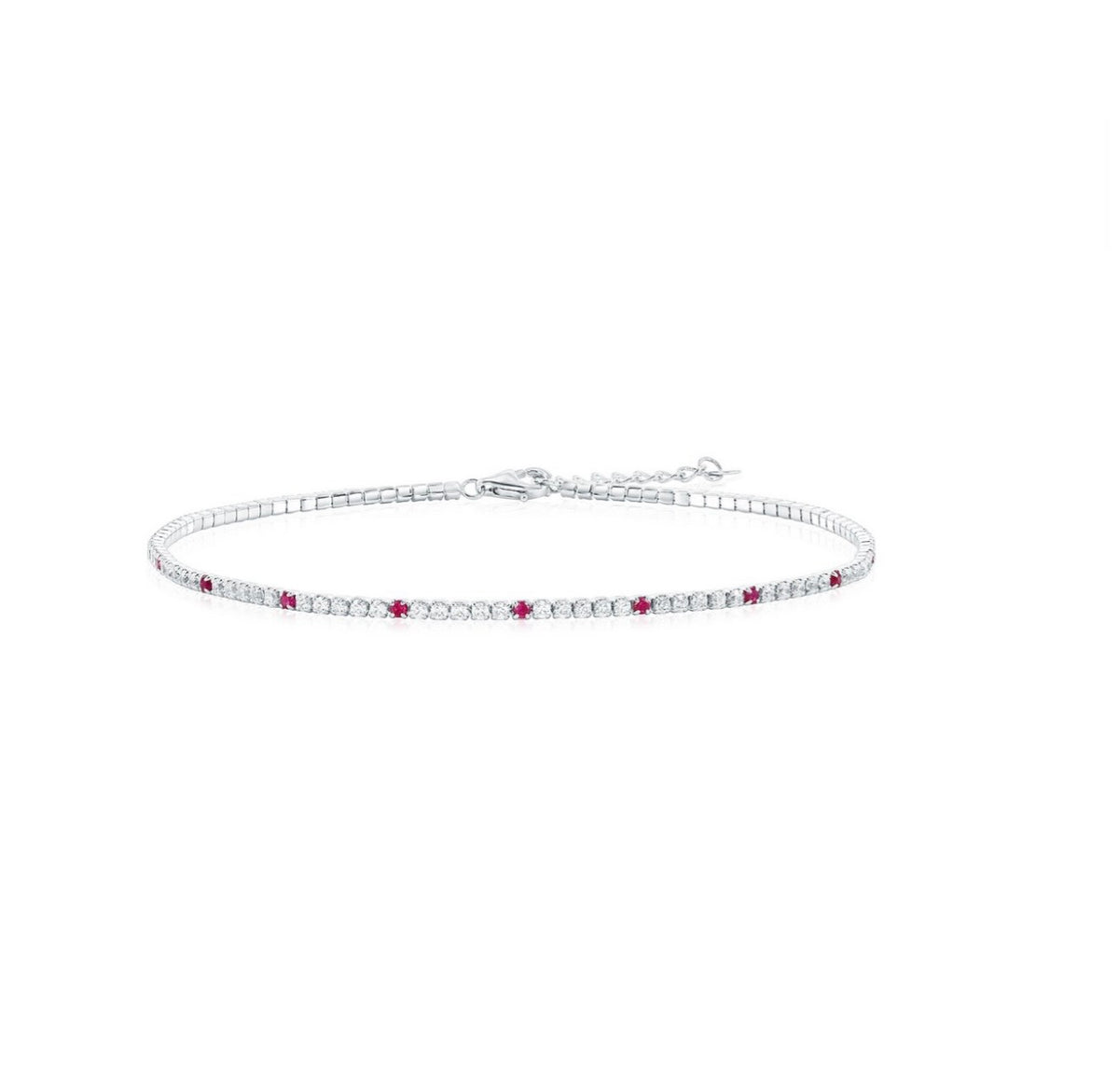 Sterling Silver Round CZ Tennis Anklet