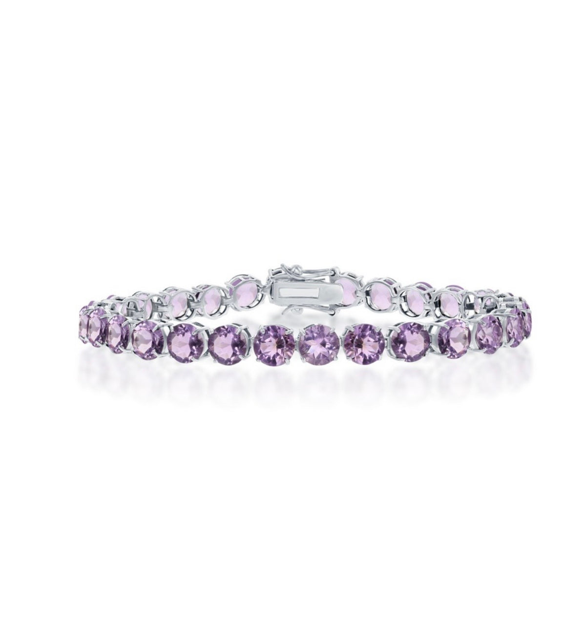 Sterling Silver 8mm Round Amethyst Bracelet