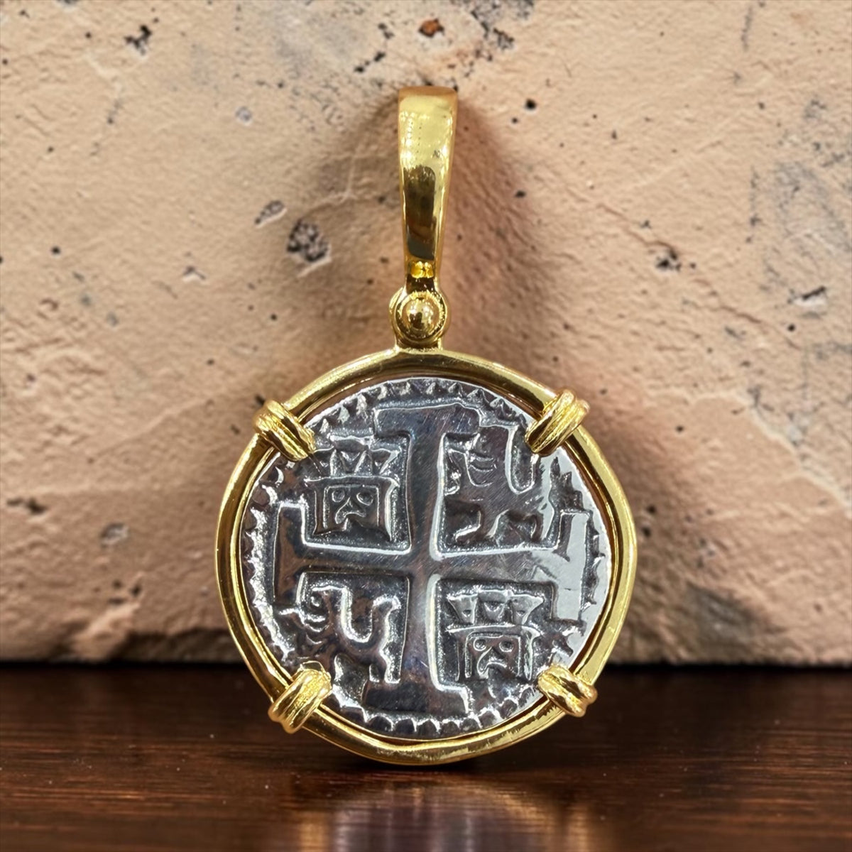 Replica of Atocha Shipwreck Coin Pendant 925 Sterling Silver Two Tone