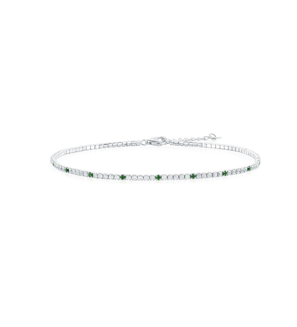 Sterling Silver Round CZ Tennis Anklet