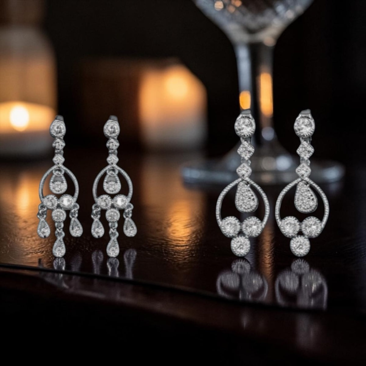 925 sterling silver DATE NIGHT earrings in simulated diamonds