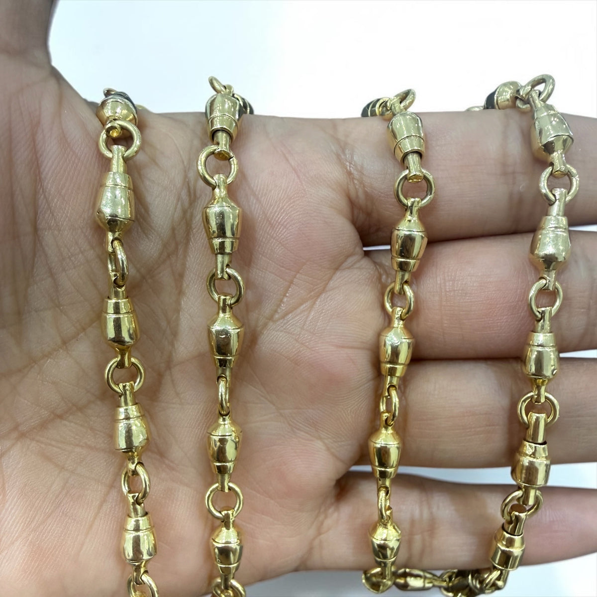 14k solid real gold handmade swivel chain 5mm