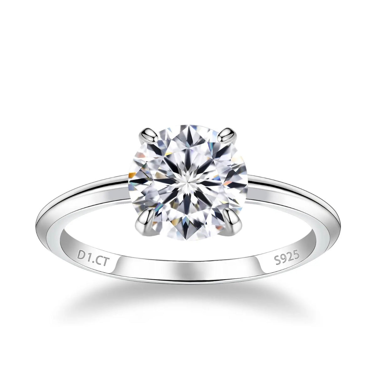 1 Carat Moissanite Round Cut Four-prong Setting Ring