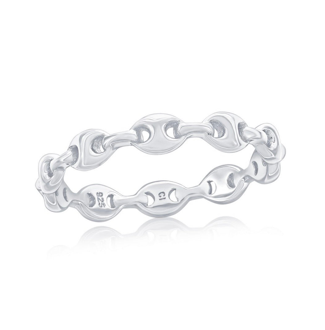 Sterling Silver, Linked Marina Band Ring