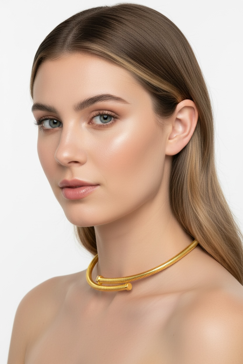 Designer Tubogas Solid Choker Necklace- Made in Italy