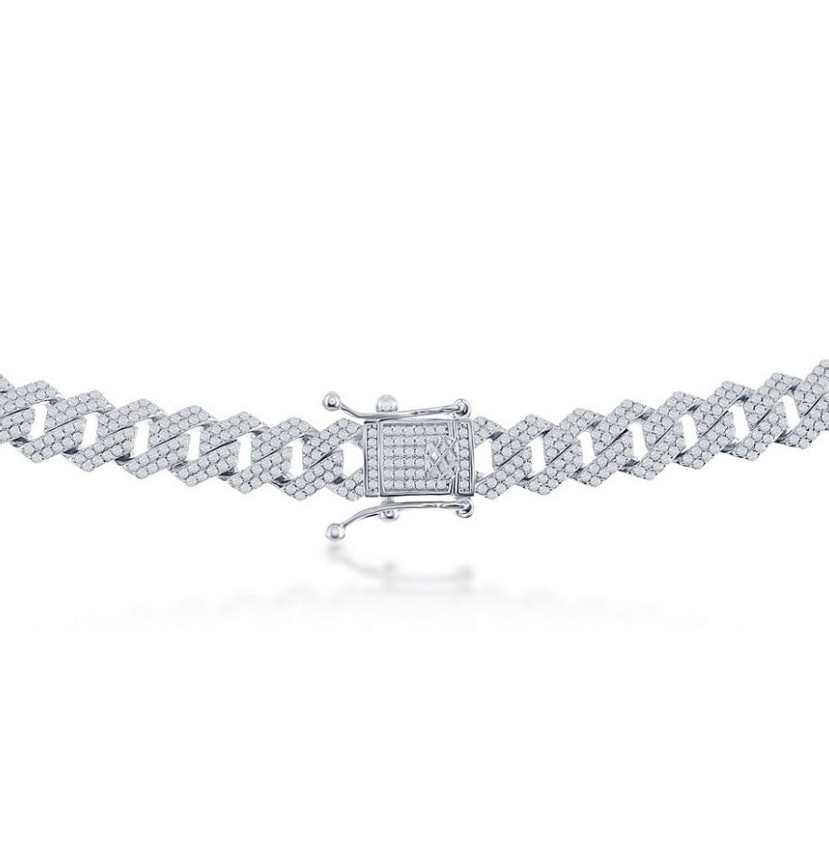 Sterling Silver, 8mm Monaco, 13.88cttw Moissanite Necklace