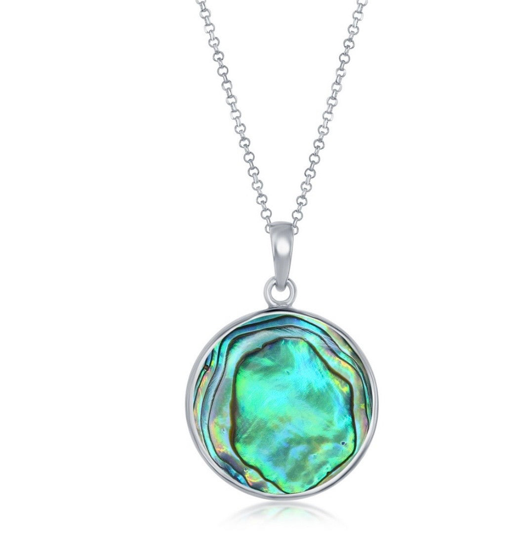 Sterling Silver Compass Pendant Abalone