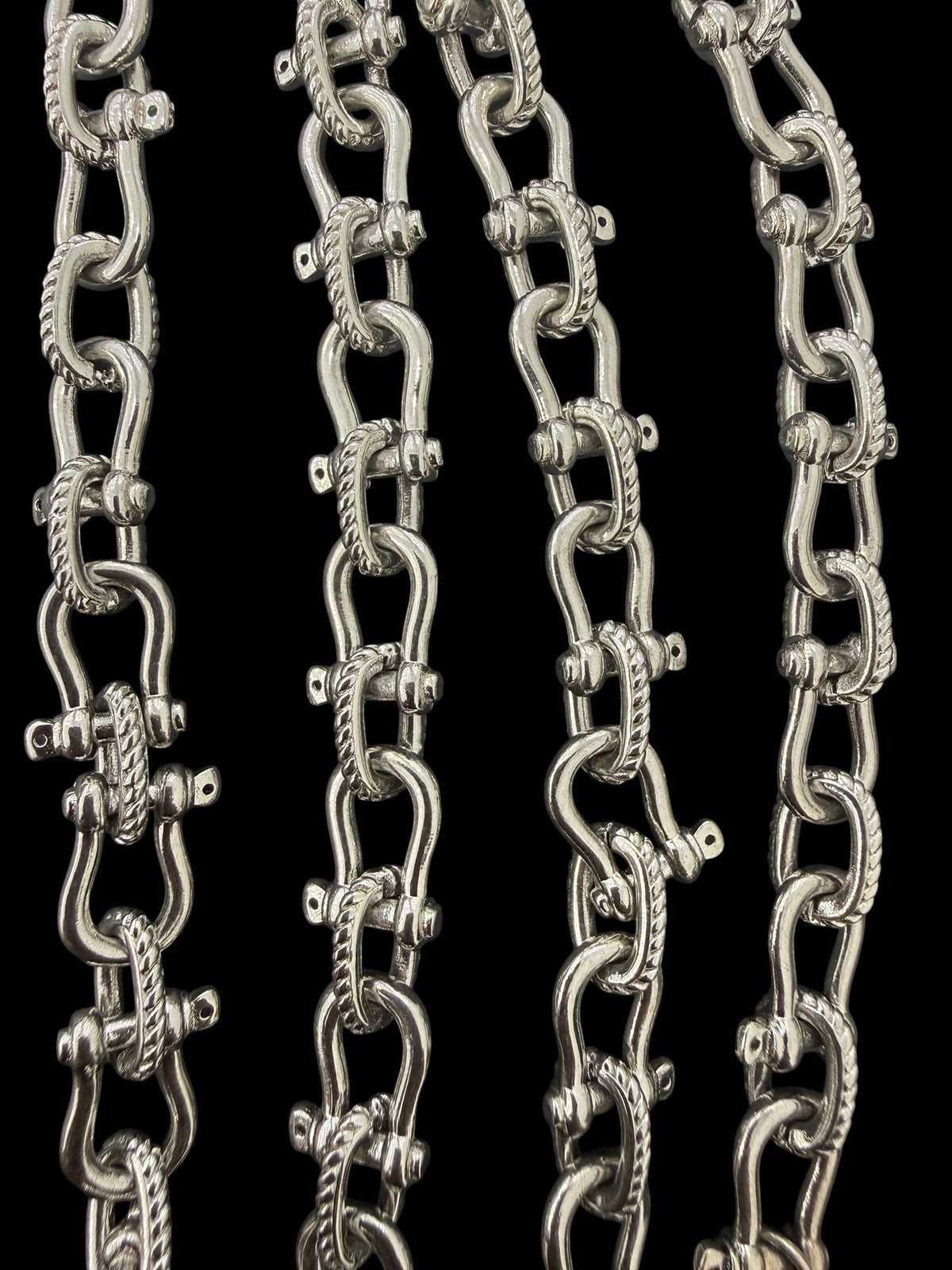 925 solid heavy sterling silver handmade shackle link necklace