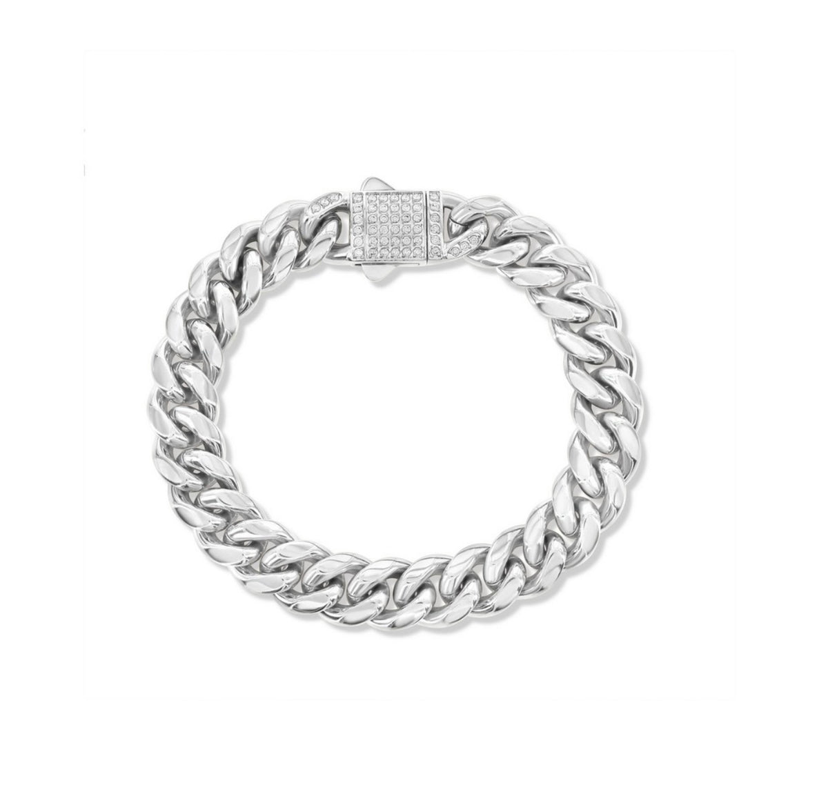 Stainless Steel 12mm Miami Cuban Lock Men’s Bracelet 8.5 inches