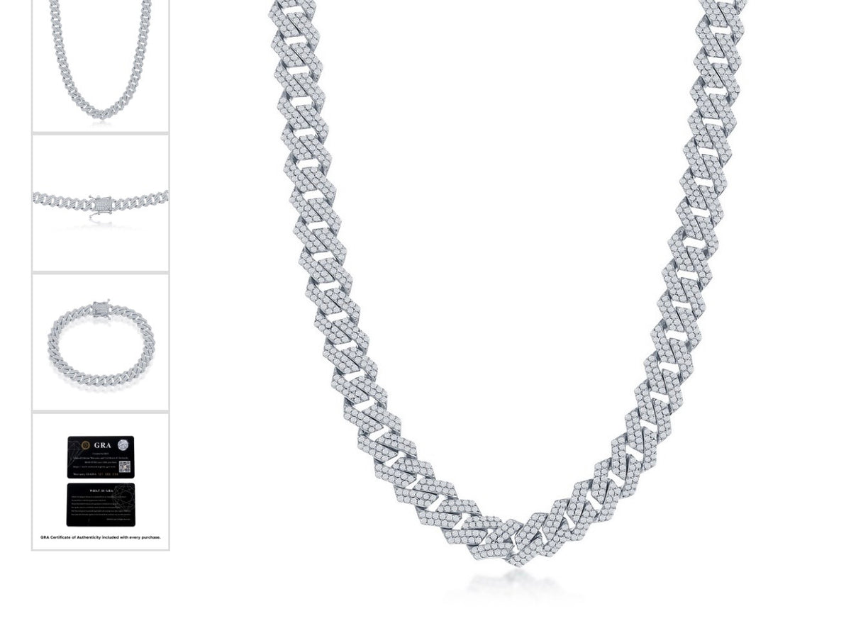 Sterling Silver, 8mm Monaco, 13.88cttw Moissanite Necklace