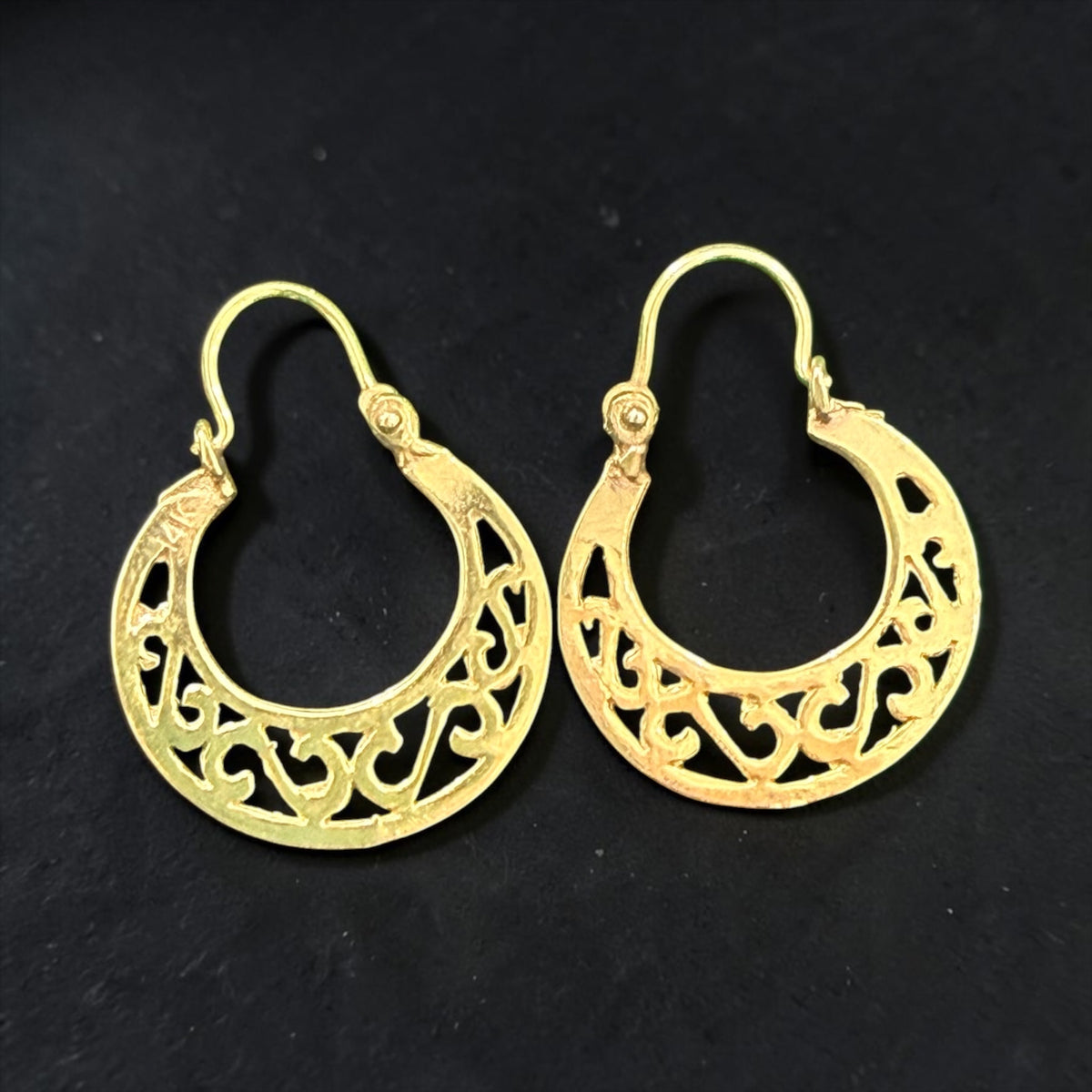 14K Real Gold Handmade Cuban Hoop Earrings small size