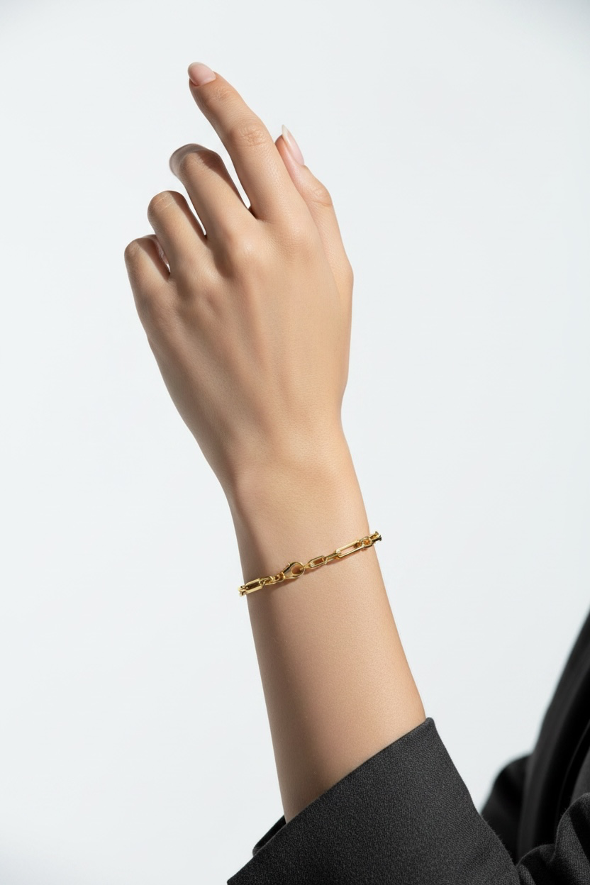 14K Real Yellow Gold 5mm Paperclip Bracelet