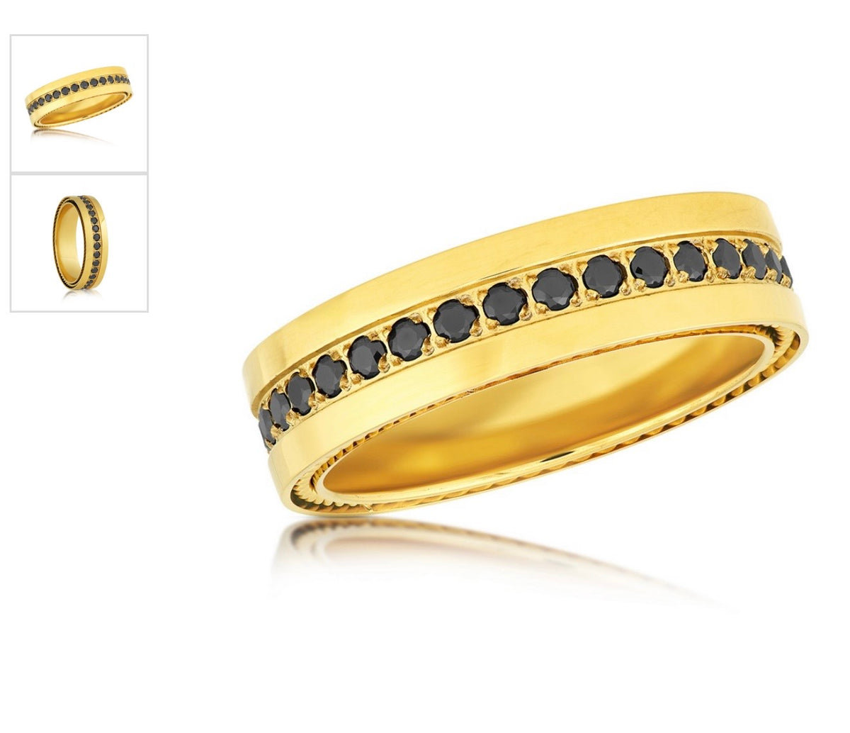 Stainless Steel, Black Crystal Ring MEN'S COLLECTION