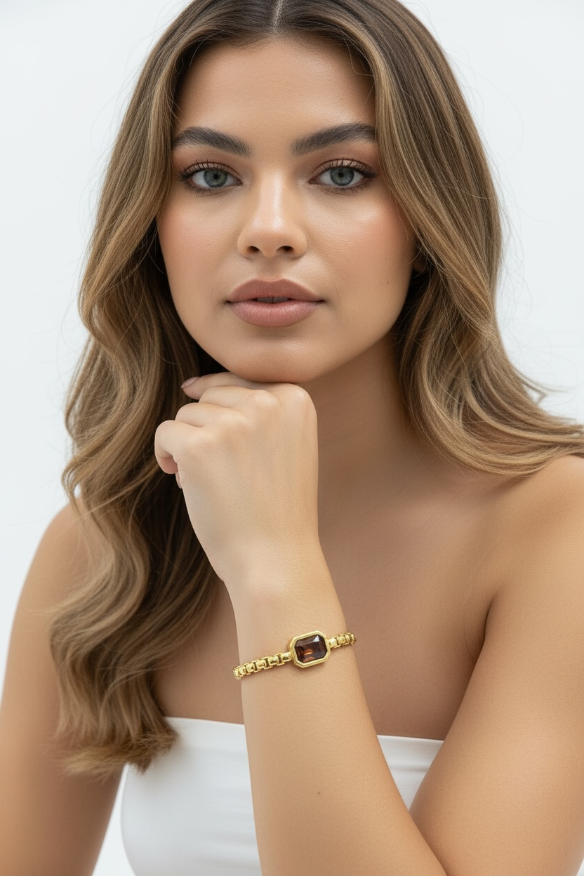 Designer Bracelet - Made in Italy in Brown Crystal
