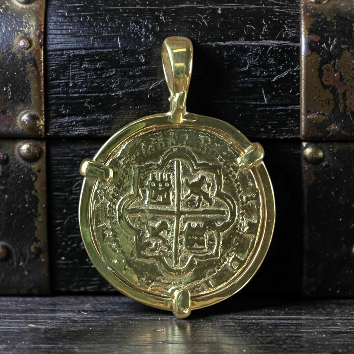 Replica of Atocha Shipwreck Coin Pendant handmade with 14k solid gold unisex