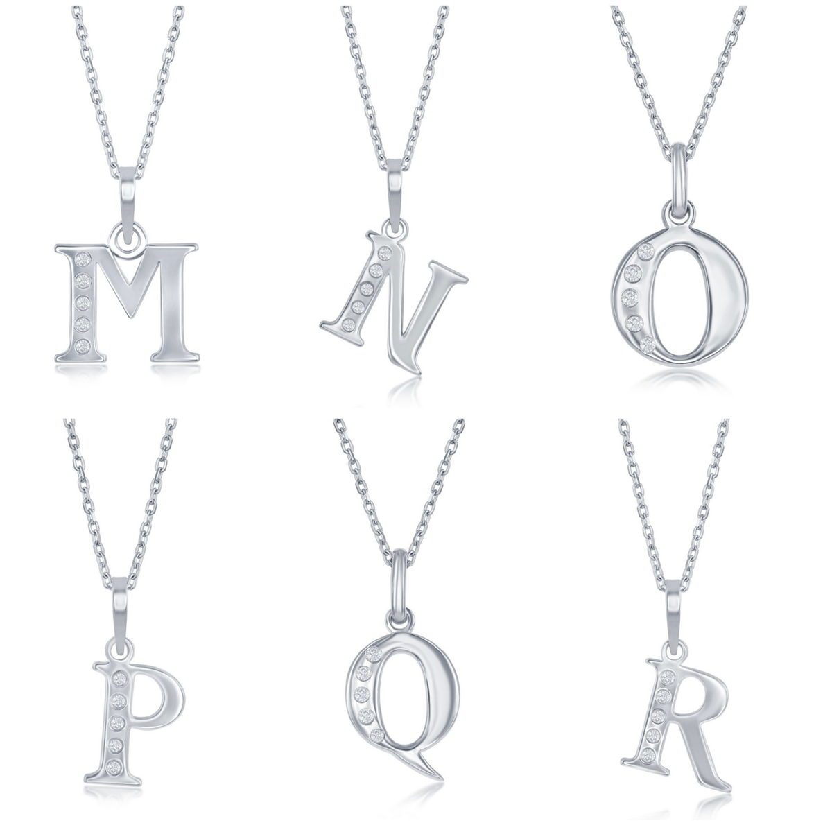 Sterling Silver 0.03cttw Diamond Accent Initial Pendant with Chain