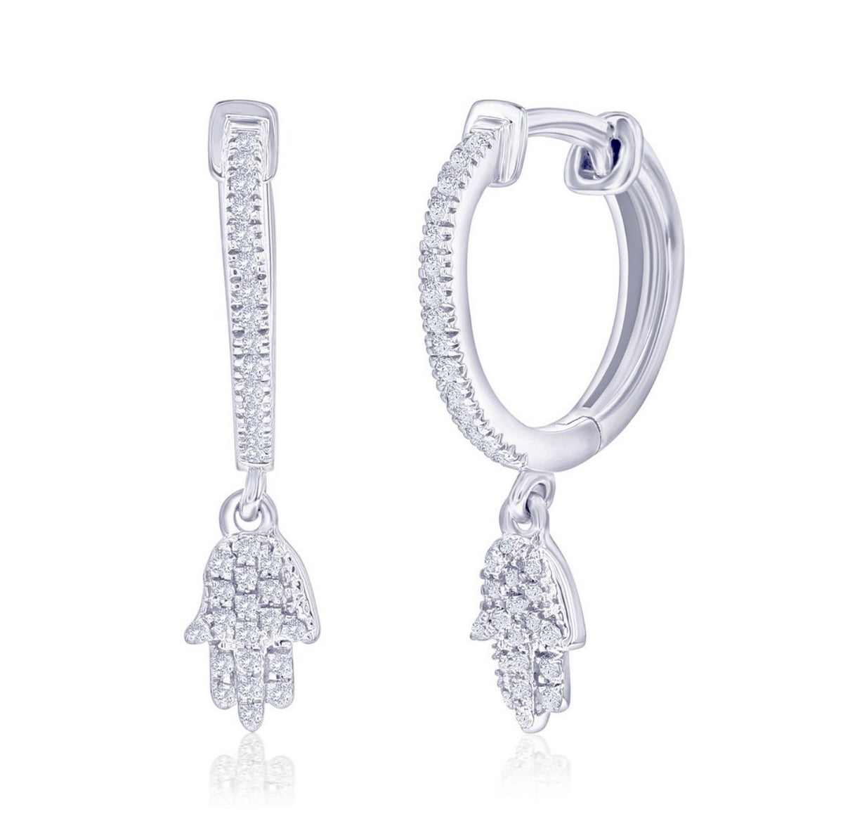 Sterling Silver, Charm Diamond Huggies