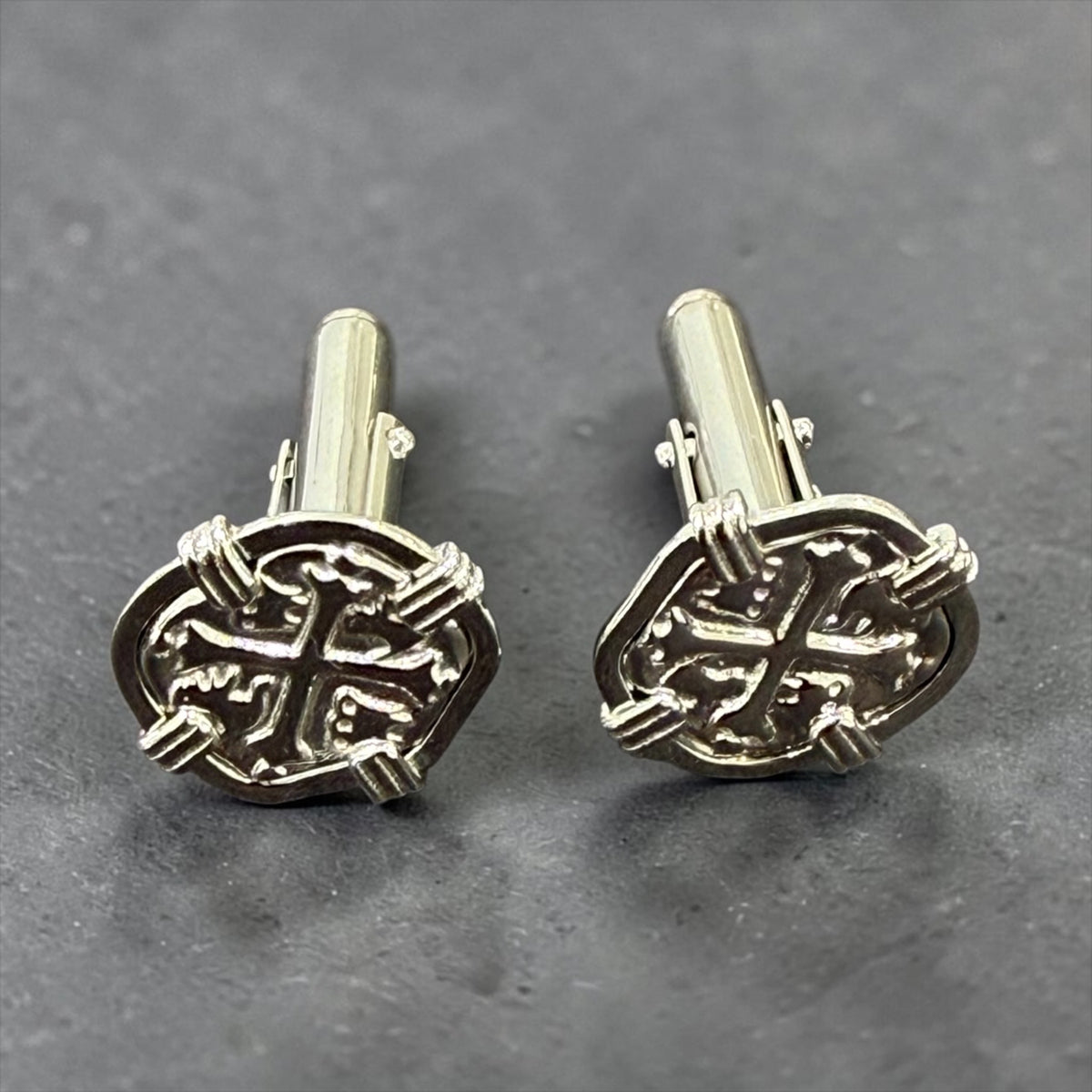 925 solid sterling silver shipwreck coin cuff links Man’s Jewelry