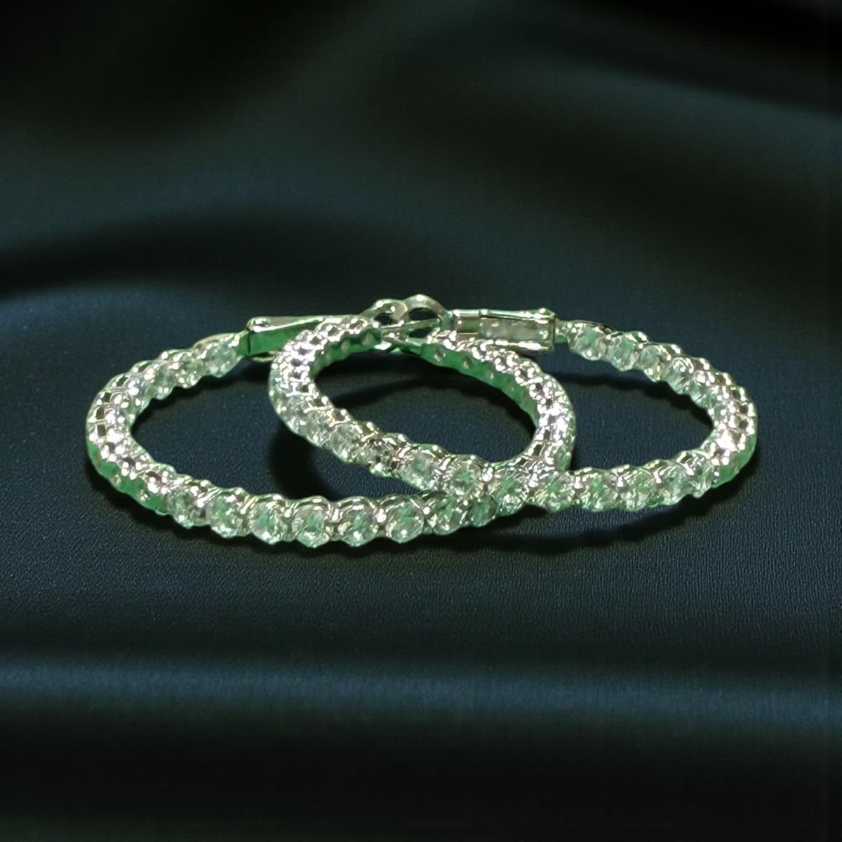 DIAMOND CRYSTALLINE HOOP EARRINGS LARGE SIZE