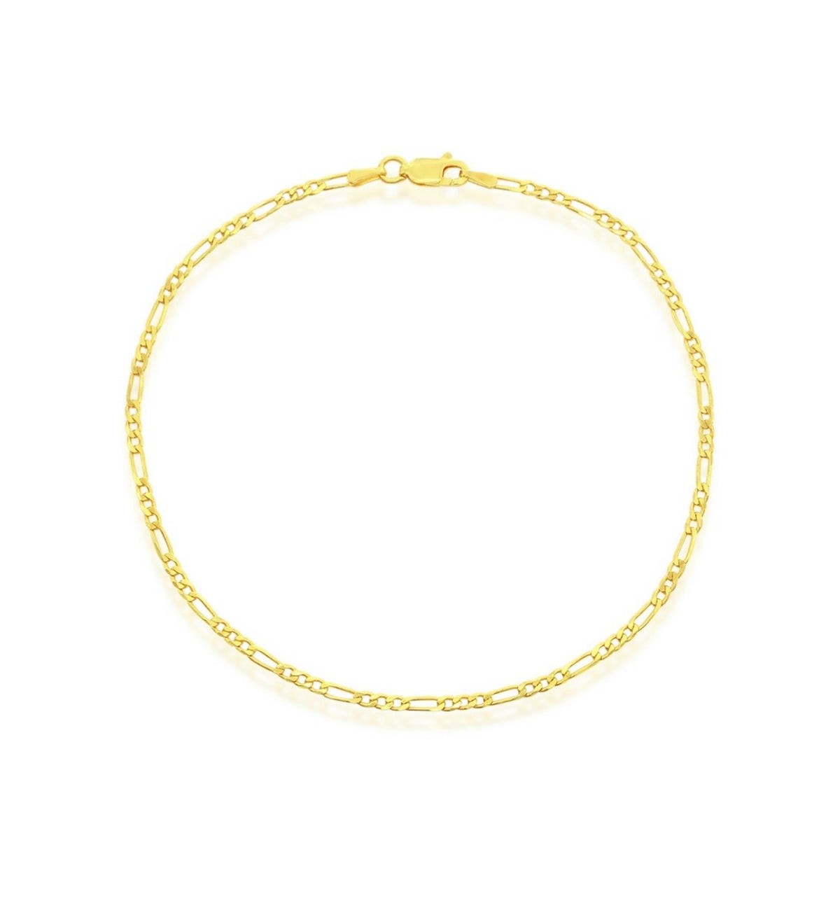 925 Sterling Silver Figaro Anklet
Gold Plated