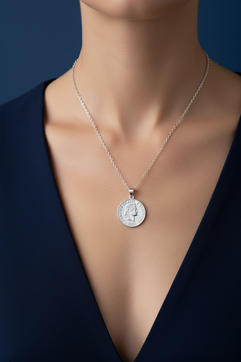 Sterling Silver Confoederatio Helvetica Coin Style Necklace