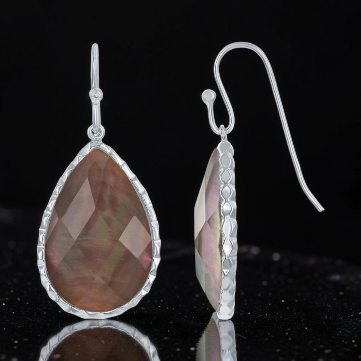 Sterling Silver Teardrop Abalone MOP Doublet Earrings